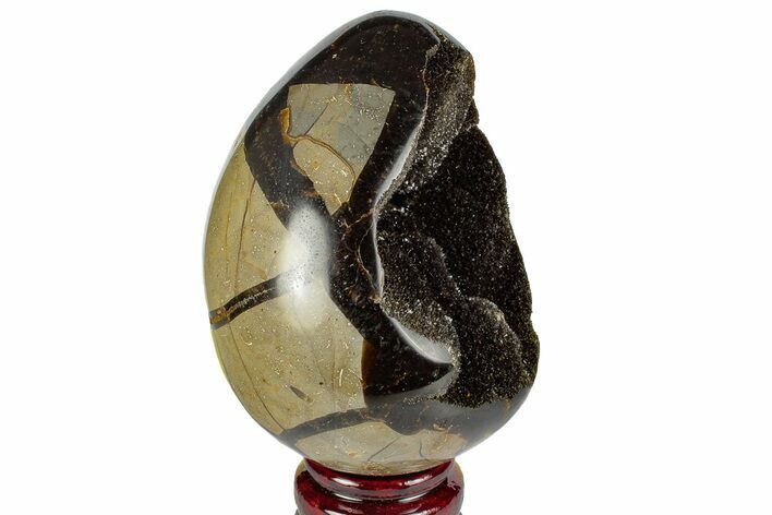 Septarian Dragon Egg Geode - Black Crystals #191465